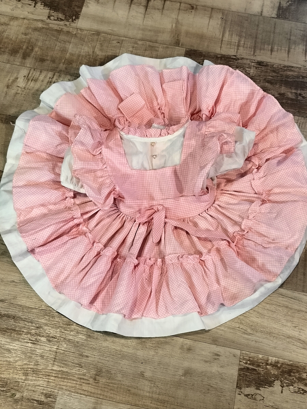 Classic Pink Gingham Ruffle Girls' Formal Dress
